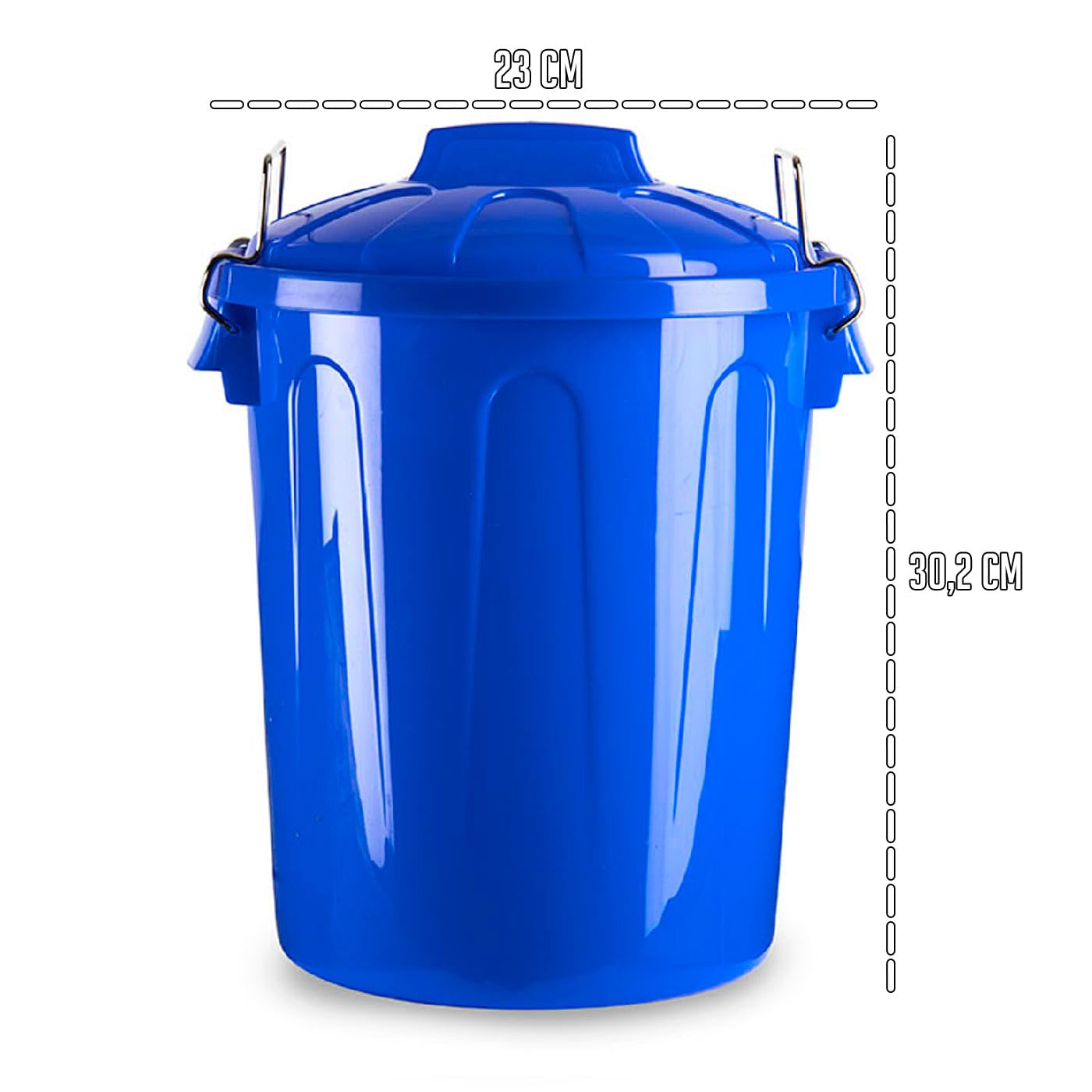 Poubelle Plastique 7 Litres Avec Couvercle Et Poignées Métalliques - 30,2x23x23 Cm, Noir - Pour Cuisine, Salle De Bain