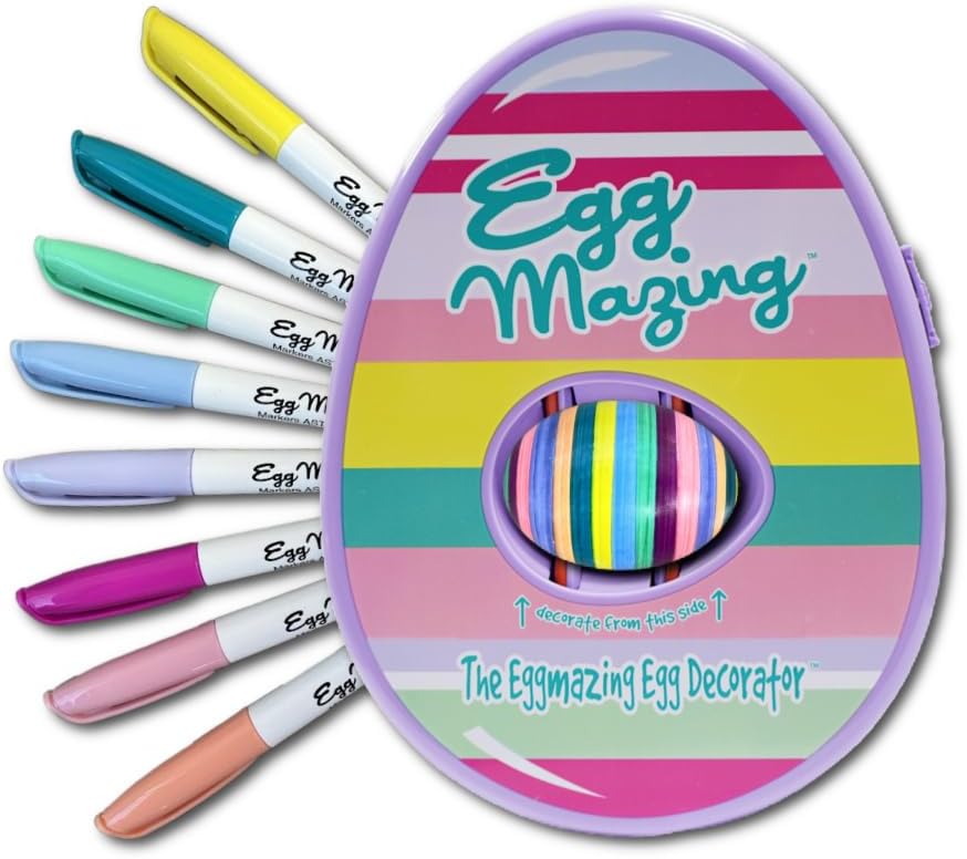 Eggmazing Egg Decorator Kit - Easter Egg Decorating Spinner with 8 Colorful Quic