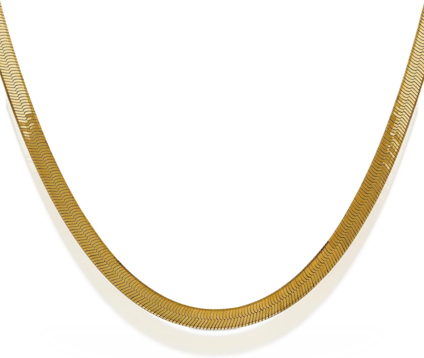 IceCarats 14K Solid Yellow Gold 5mm Thick Flat Herringbone Chain Necklace Polished