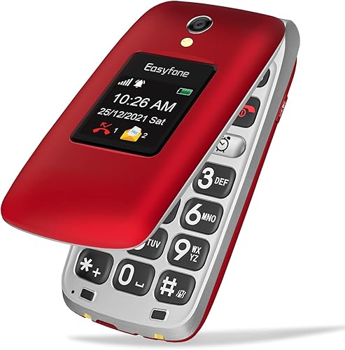 Easyfone Prime-A1 Pro - Teléfono celular 4G LTE con doble pantalla fácil de usar, desbloqueado para T-Mobile, MetroPCS, Tello, SpeedTalk,