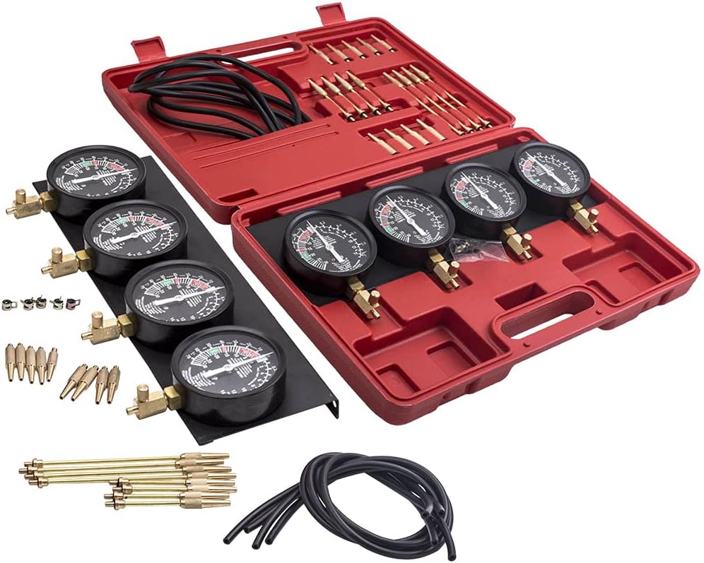 4-Cylinder Carburetor Synchronizer Vacuum Gauge Set – Universal Carb Balancer Tuning Tool Kit for Most Standard Motorcycle & Automotive Carburetors