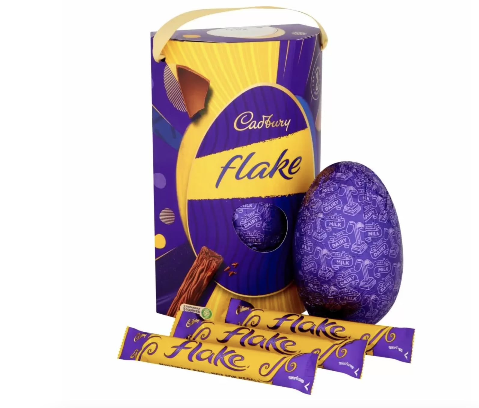EASTER EGG | Dairy Milk Flake Easter Egg 231.8g | Large Hollow Chocolate Egg with 3 Bars of Crumbliest Flake Milk Chocolate
