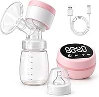 Bomba de Tirar Leite Materno Elétrica Portátil com Tela LED, 9 Níveis de Sucção, Modos Inteligentes, Baixo Ruído, Recarregável, Livre de BPA, Extratora de Leite com Mamadeira e Cabo USB