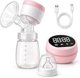 Bomba de Tirar Leite Materno Elétrica Portátil com Tela LED, 9 Níveis de Sucção, Modos Inteligentes, Baixo Ruído, Recarregável, Livre de BPA, Extratora de Leite com Mamadeira e Cabo USB