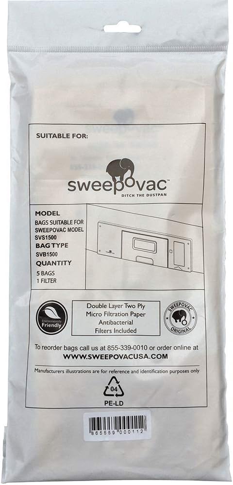 Sweepovac SVB1500 Replacement Bag Pack with Filter