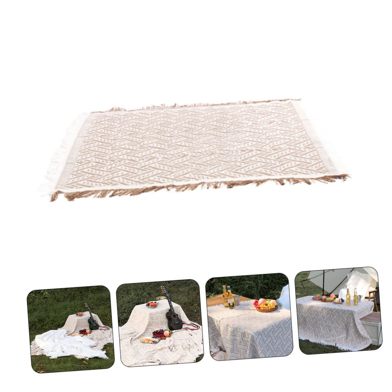 Couverture de Pique-niques Blanche en Polyester Coton Légère | Confort D’assise, Protection Solaire, Portable et Facile à Nettoyer, pour Activités Extérieures et Sorties