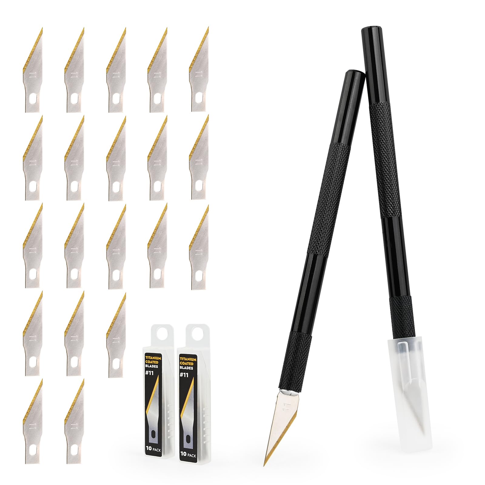 EHDIS 2 Cuter Manualidades Precision con 20 Cuchillas de Titanio, Cuchillo Artesanal, para Arte Cortar Papel Cartón y Tallar Bricolaje Trabajos Artesanales, Negro
