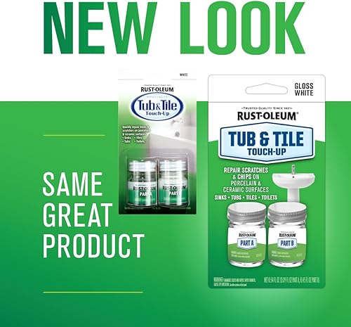 Miniatura 2 de Rust-Oleum Tub & Tile Paint 244166 - Kit especial para retoque de tina y azulejos, blanco, juego de 2 piezas, 0.45 onzas