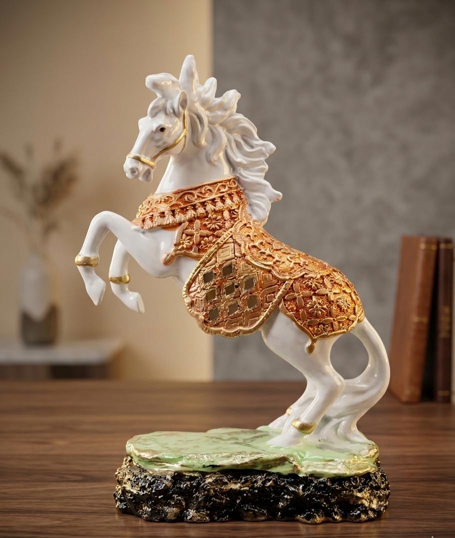 GW Creations White Horse Statue | Vastu & Feng Shui Running Horse Showpiece for Home & Office Decor-image-43