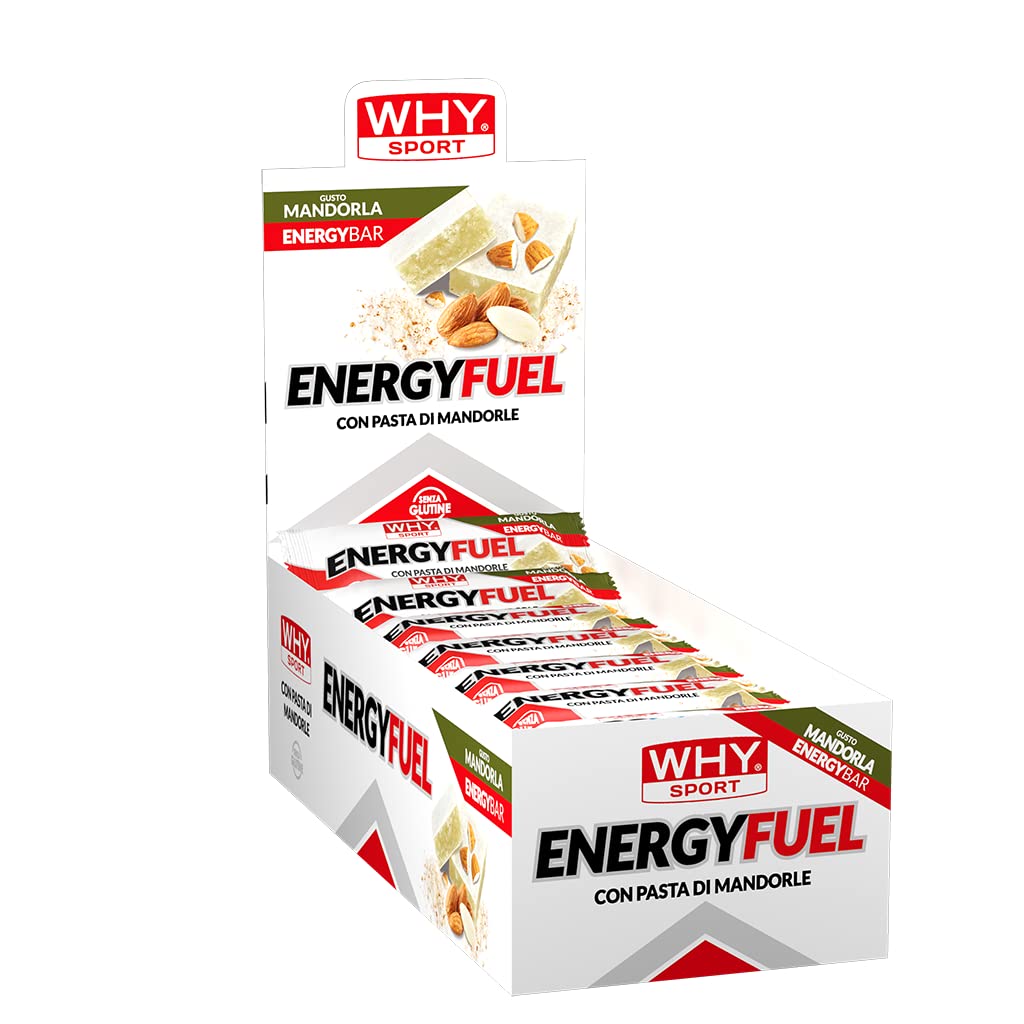WHY SPORT ENERGY FUEL - Barrette Energetiche con Pasta di Mandorle – Energy Bar Gusto Mandorla - Box da 28 Barrette - 30 gr