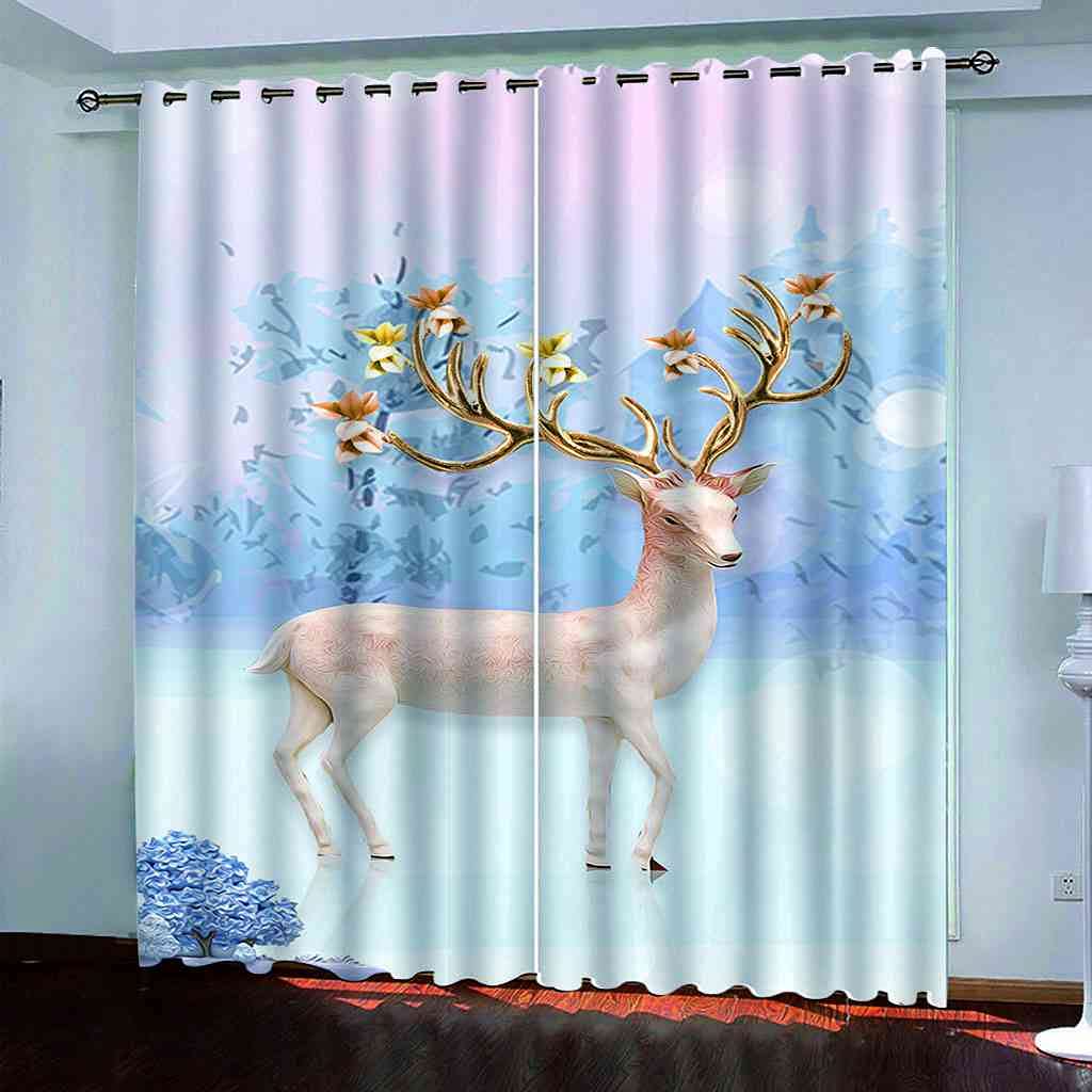 Rideaux occultants chambre enfant contre la lumiere et le bruit wapiti 3D 264x242cm
