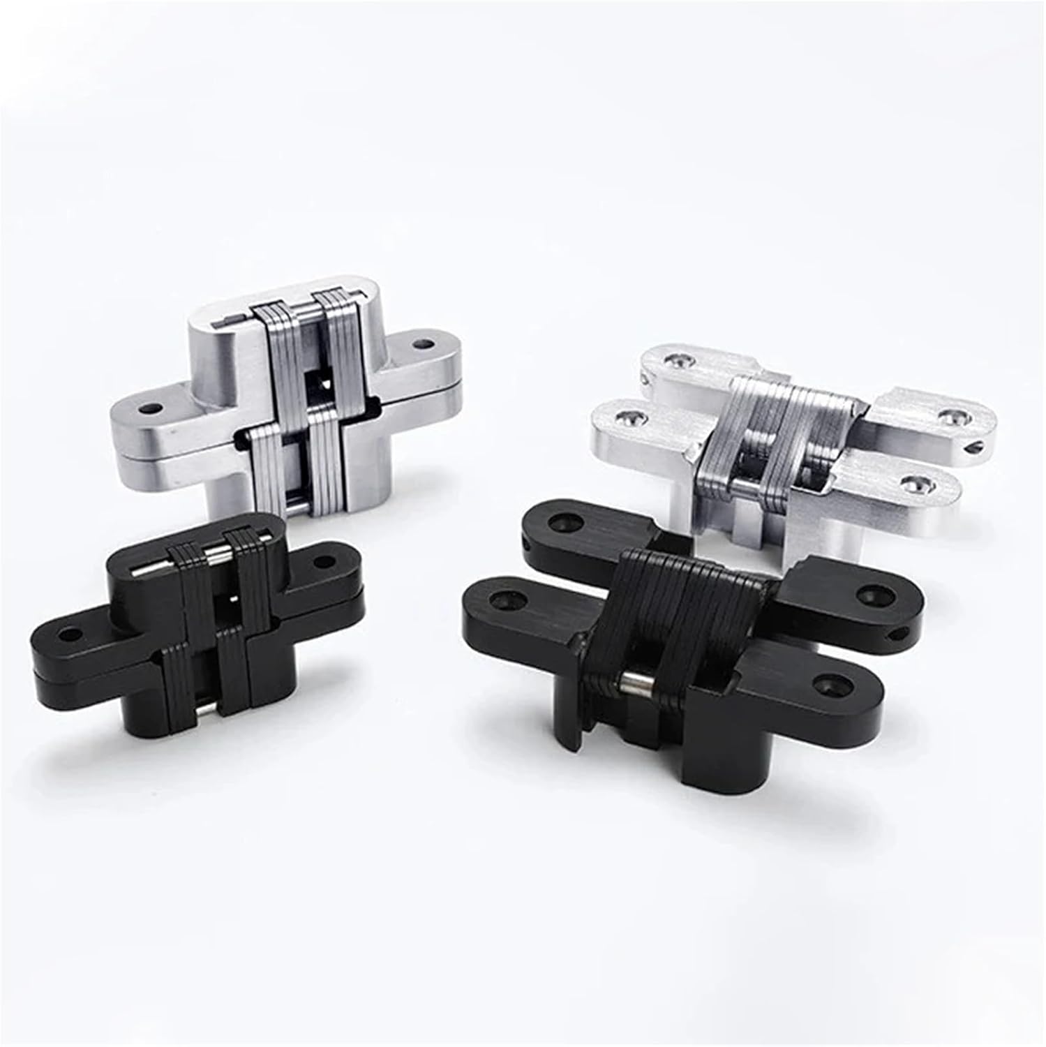 H-Shaped Concealed 180 Degree Folding Black Cross Door Hinge 1Pcs(Black-13x60mm)