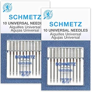 Schmetz Universal Sewing Machine Needles – Size 80/12-2 Cards – 20 Needles