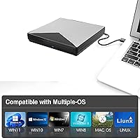 Vista 8 de Zopsc-1 Aleación de aluminio USB3.0 Unidad de DVD externa, CD/DVD portátil +/-RW unidad/reproductor de DVD para portátil portátil CD ROM quemador