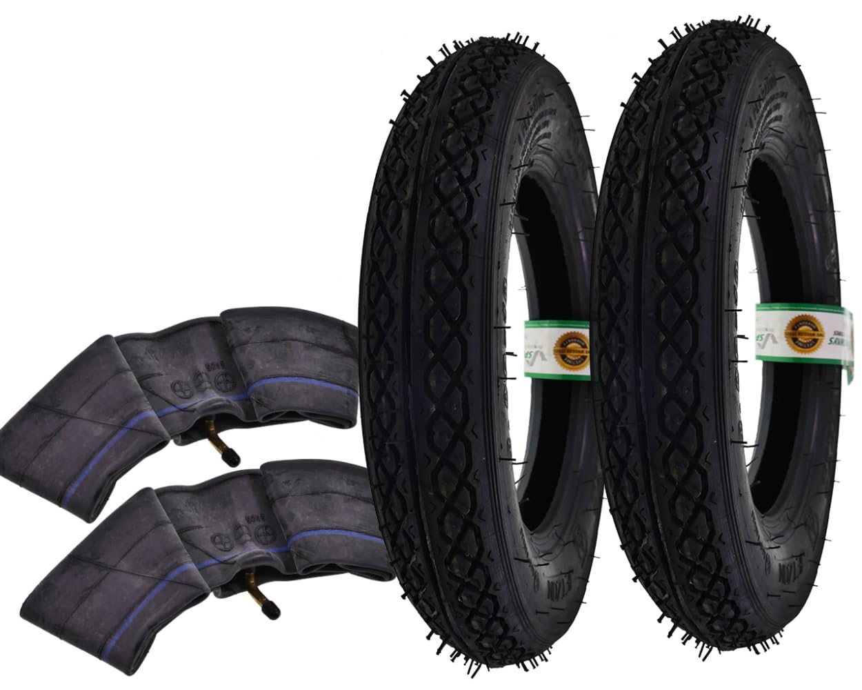 2EXTREME Speedways Reifen Set 3.00-10 42J TT inkl. Schläuche – kompatibel mit Vespa PK 50, Yamaha Jog R, Kymco Curio, Benzhou YY50QT-22, Flex-Tech Sprint 50 – Scooter Reifen 10 Zoll