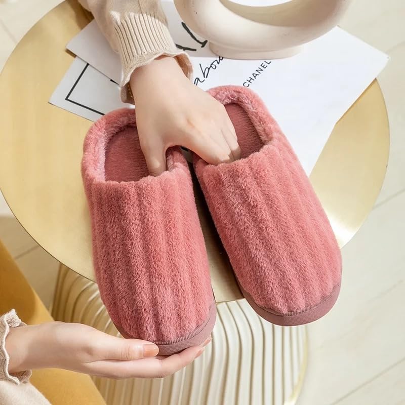 Image of Unisex Winter Flip Flop Slipper for Men and Women Soft Faux Fur Slip On Indoor Home Slides Slipper for Bedroom Sandals