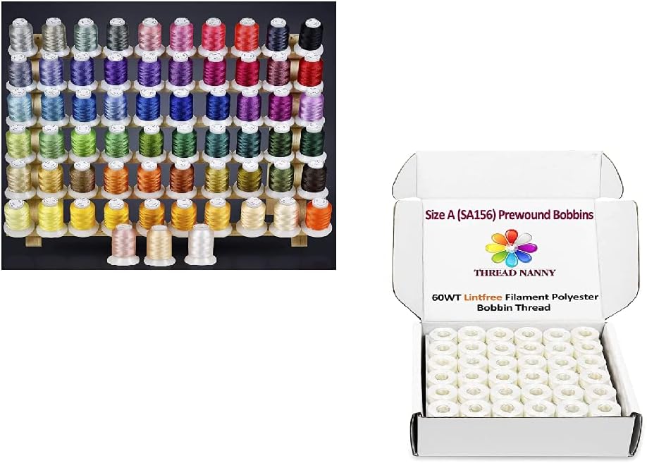 Amazon.com: Threadnanny 63 Poly Machine Embroidery Threads + 144pcs ...