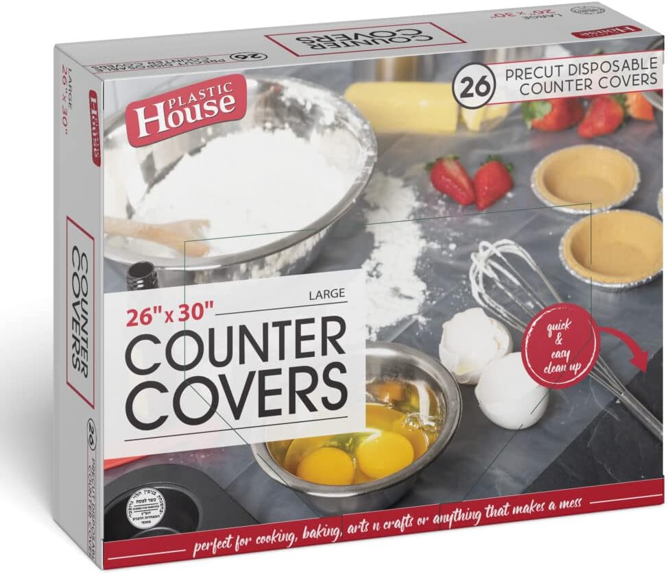 Plastic House Extra Large 26" X 42", 18 Precut Disposable Counter Covers, Perfect to Clear Mess During Cooking, Baking, Crafting or Anything:4PKS