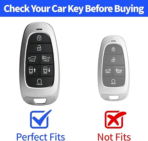 Miniatura 2 de Funda para Llavero Hyundai de 7 Botones con Llavero de Cuero TPU Suave Protección de 360 Grados Funda Carcasa Portador para Llave de Automóvil