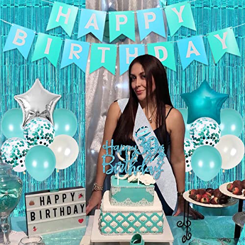 Bannière joyeux anniversaire turquoise pour 30 ans éclatants