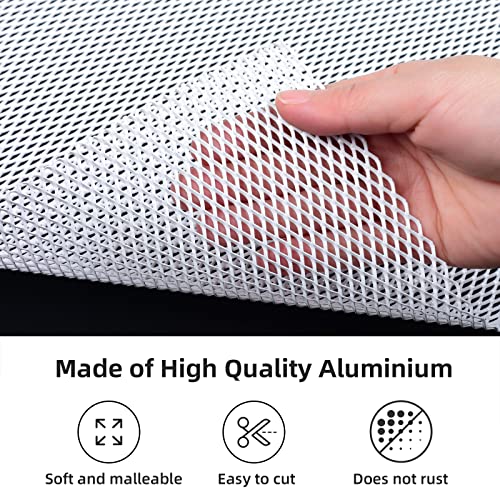 Image of AggAuto Universal 40 inchx13 inch Car Grill Mesh - Aluminum Alloy Automotive Grille Insert Bumper Rhombic Hole 4x8mm, One of the Most Multifunctional Shape Grids White