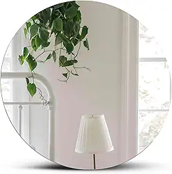 Espelho Médio Redondo 50 cm Multiuso Decoração Parede Banheiro Sala Quarto Vidro Lapidado com Suporte