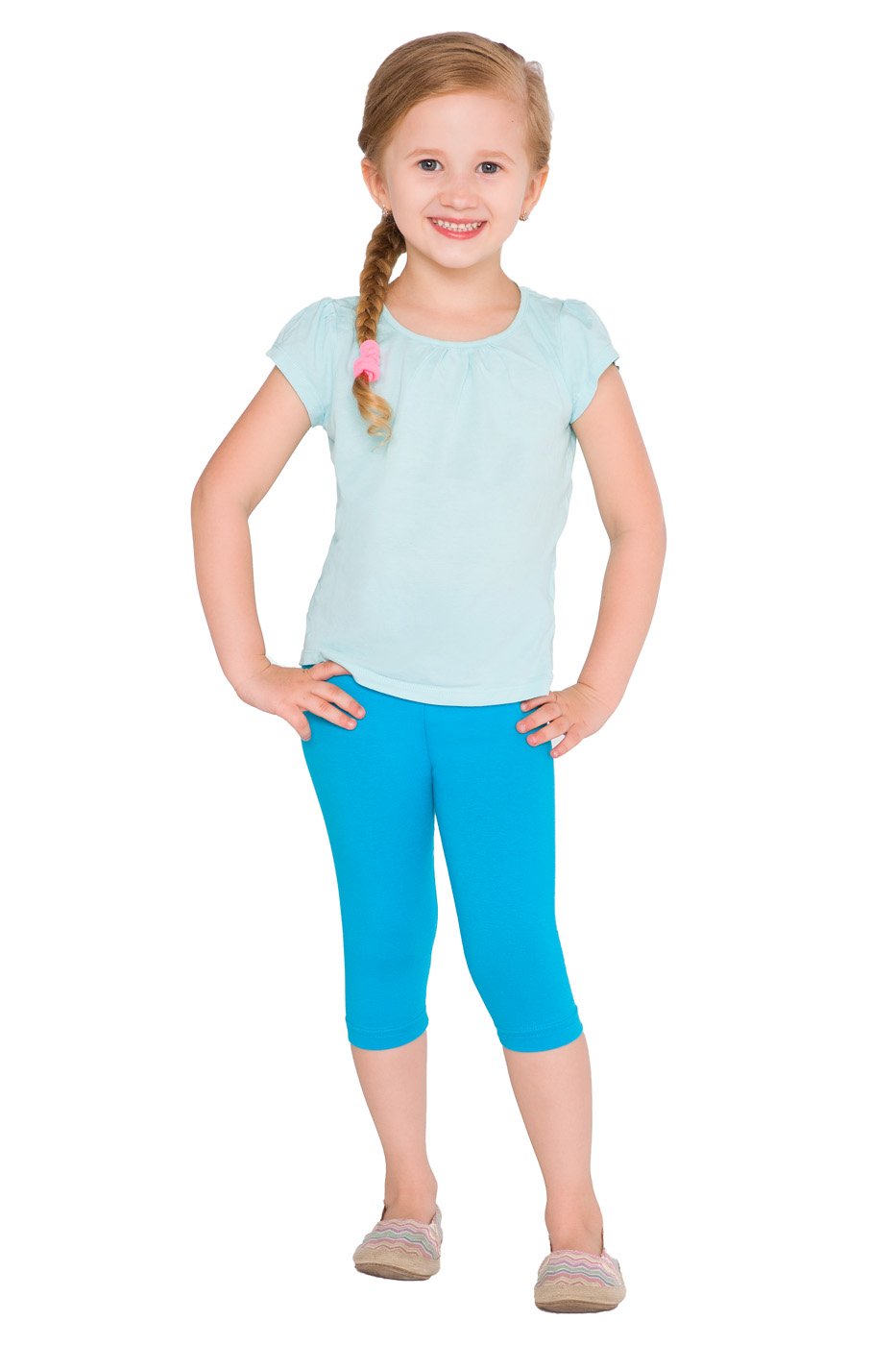 hi!mom Girls Cropped Leggings 3/4 Lenght - Cotton Basic Opaque Stretchy Dance Sport School Summer Capri Leggings - Pants for Kids Leggings — view 21