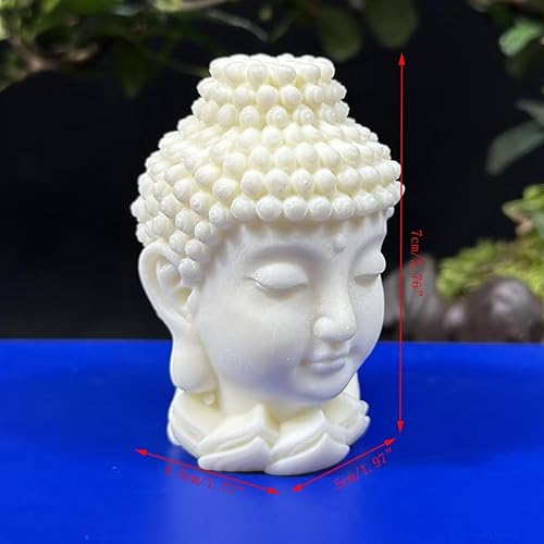 Miniatura 2 de Estatua de cabeza de buda zen, estatua de Buda Amitabha blanca, decoración de Feng Shui, mini escultura de cabeza de Buda para el hogar, oficina,