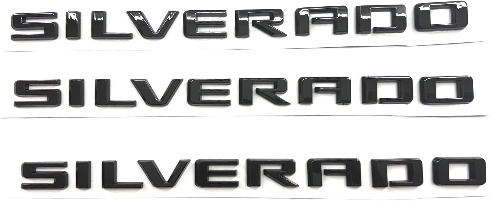3pack for Silverado Plus Emblems 2019-2026 3D Letters Badges Compatible with Silverado (Gloss Black)