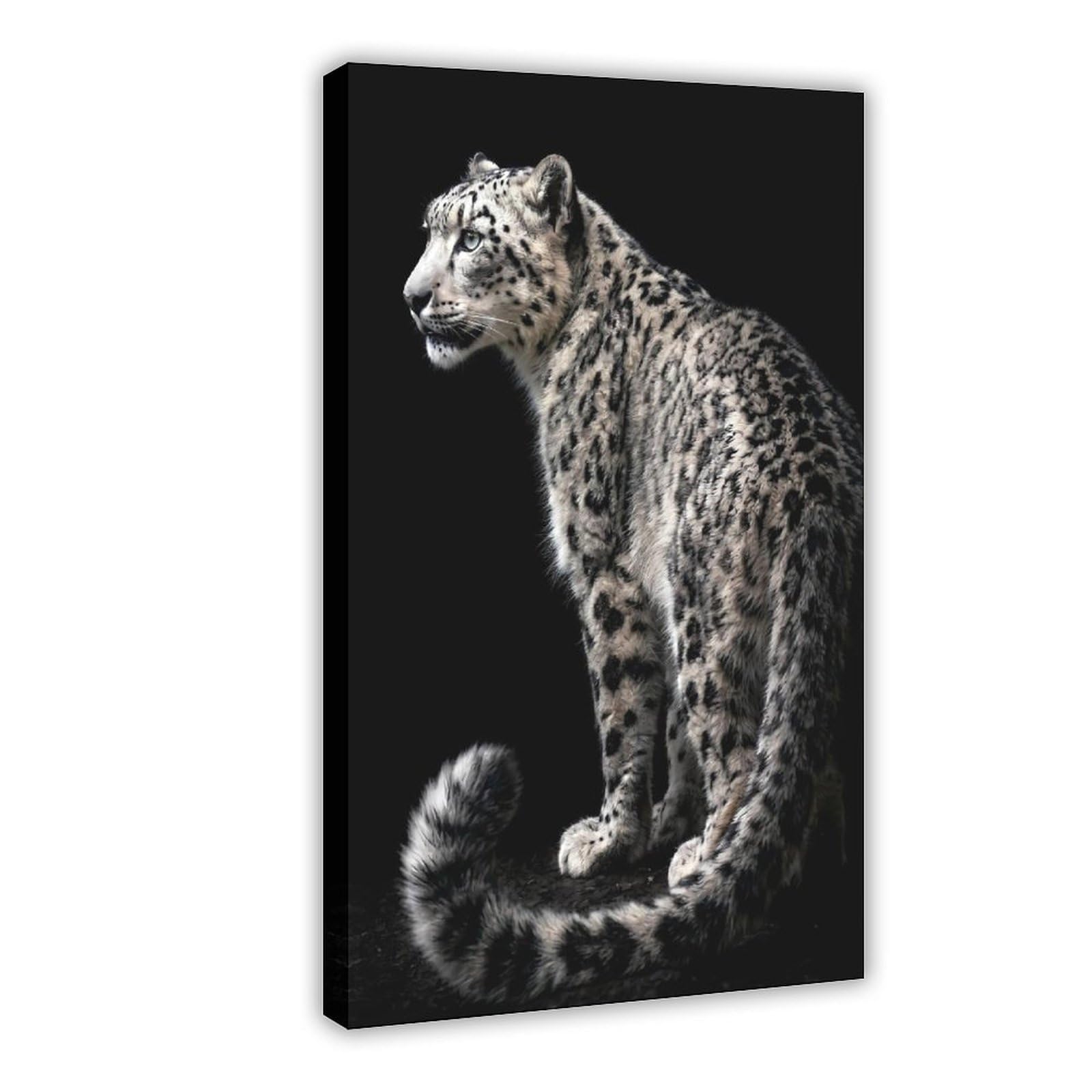 Poster su tela, motivo leopardo delle nevi con profilo laterale, per dormitorio, decorazione regalo
