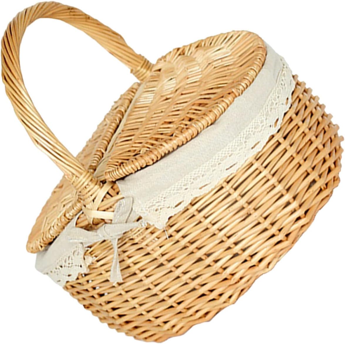 Generic Vintage Wicker Picnic Basket Multi Function Portable Fruit Snack Container for Outdoor Use for Picnics Storage and Home Organization Durable Elegant Design