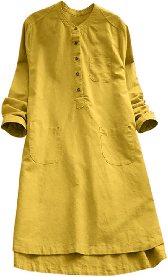 Amazon Co Jp コットン リネン ワンピース レディース Fortan スカート 膝丈 白無地 七分袖 大きいサイズ 女性 ロングワンピース ゆったり Vネック 夏秋着 綿麻生地 セクシー カジュアル 大きい 花火大会 服 ファッション小物