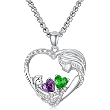 Birthday Day Gifts for Mother Double Birthstone Mother Child Pendant Necklace from Mom to Daugher Christmas Anniversary Mothers Day Gifts for Wife Sister Girlfriend Her