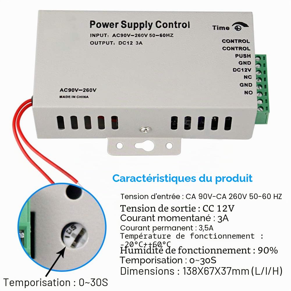 FST Système de Contrôle d'accès de Porte RFID Clavier RFID étanche Extérieur + Serrure Magnétique électrique 180KG + Couverture étanche à la Pluie + 15 pièces Cartes clés pour la Maison