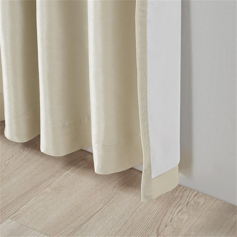 Pemberly Row Polyester Faux Silk Twisted Tab Panel in Champagne Gold