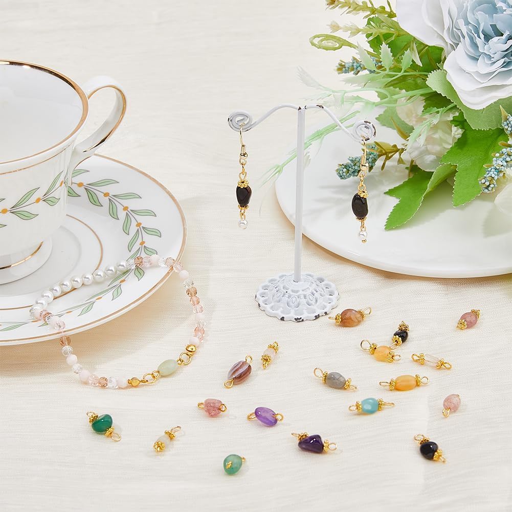 SUPERFINDINGS Gemstone Chip Quartz Crystal Charms Colorful Link Connector Charm for Necklace Keychain Jewelry Making