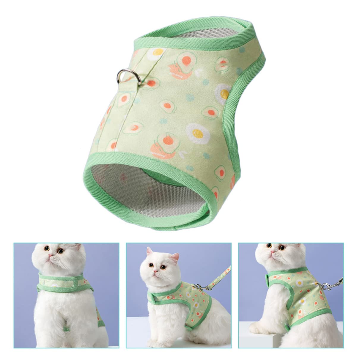 Mipcase 4sets Pettorina Traspirantper Gatti Con Guinzaglio Di Design Leggero Per Allenamento e Passeggiate Sicure Adatta Gatti Di Avocado