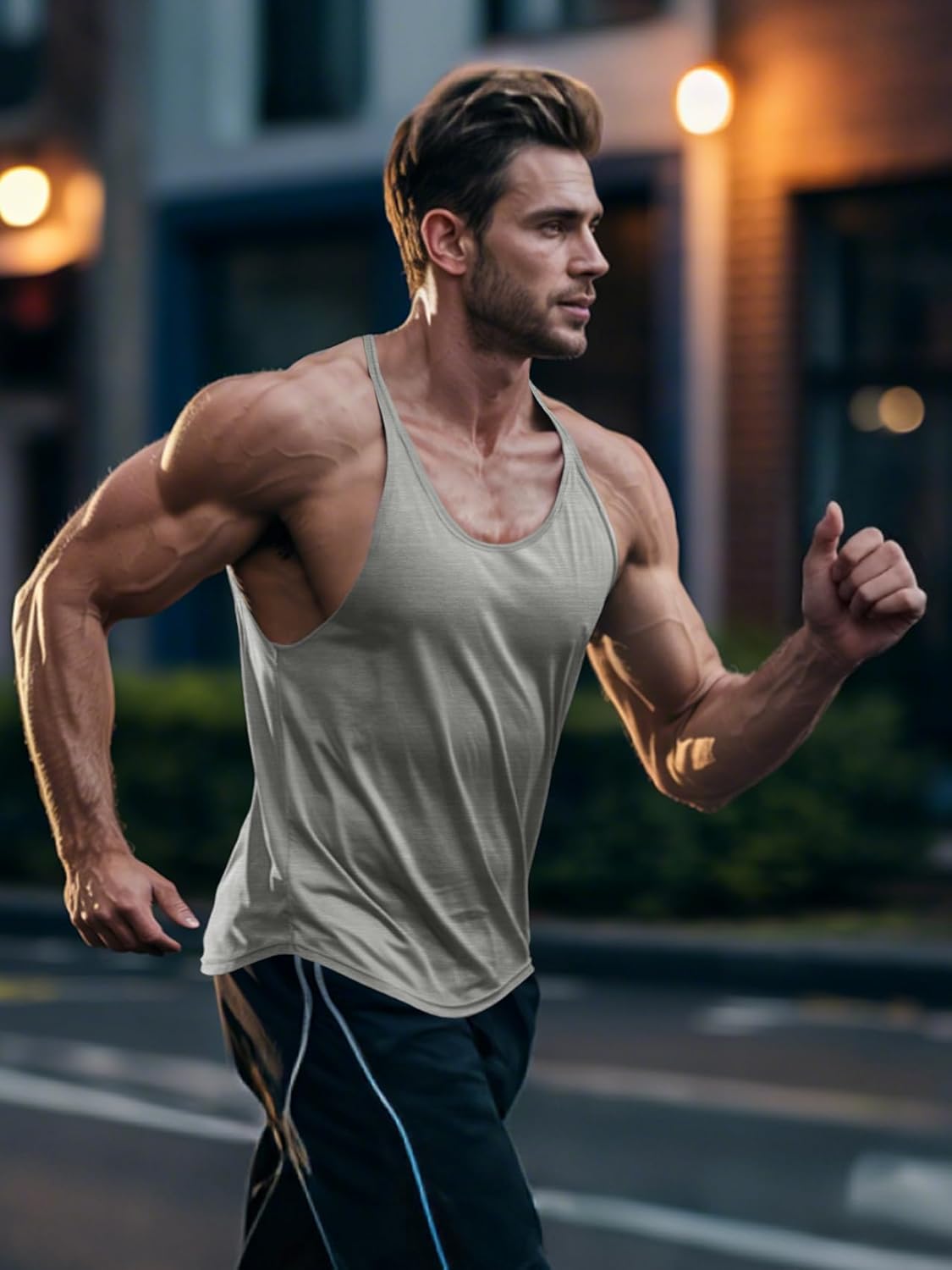 Men's Bodybuilding Stringer Tank Tops Quick Dry Workout Shirts Sleeveless Y-Back Tops - Image 3