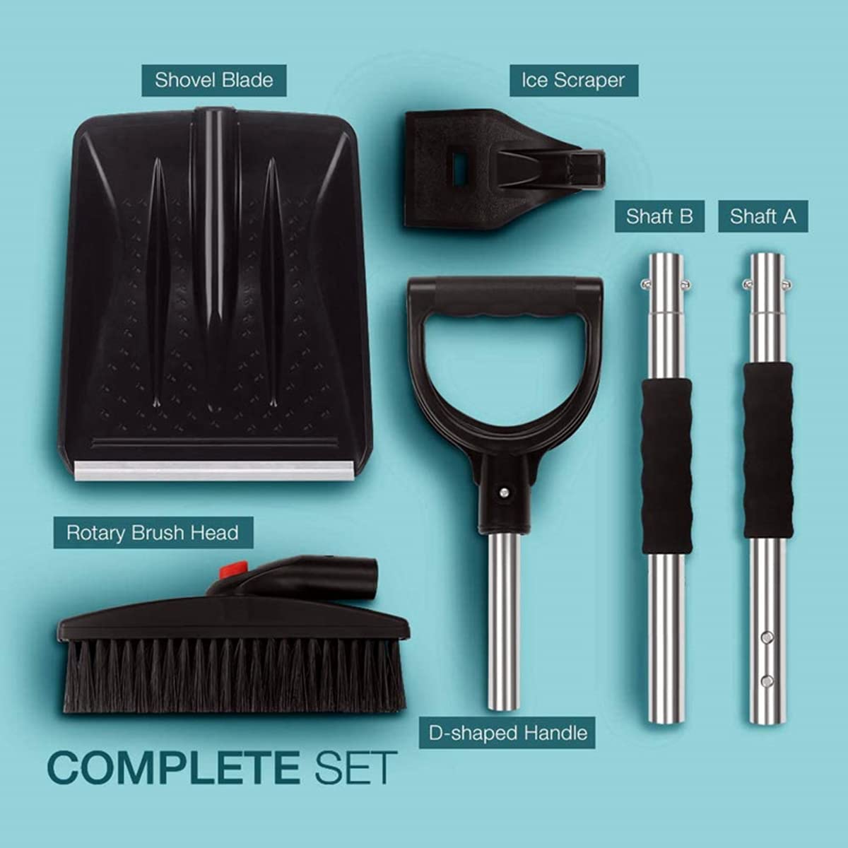 Kit de Pelle à Neige Extensible 3 en 1, Outil d'urgence de Voiture Compact et Robuste, raclette Amovible et grattoir à Glace, pour Le déneigement d'urgence