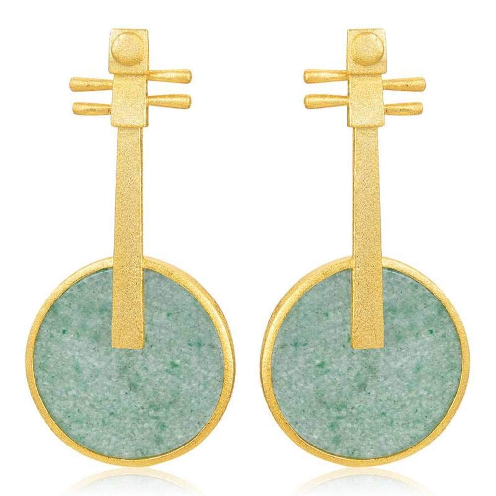 Boucles d'oreilles Pipa vert vintage style chinois classique chic - 8