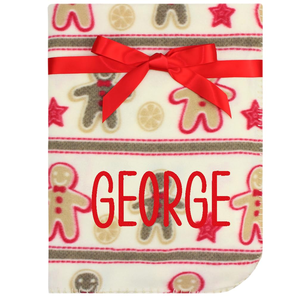 Teddyt's Red Personalised Gingerbread Festive Fluffy Fleece Embroide Blanket