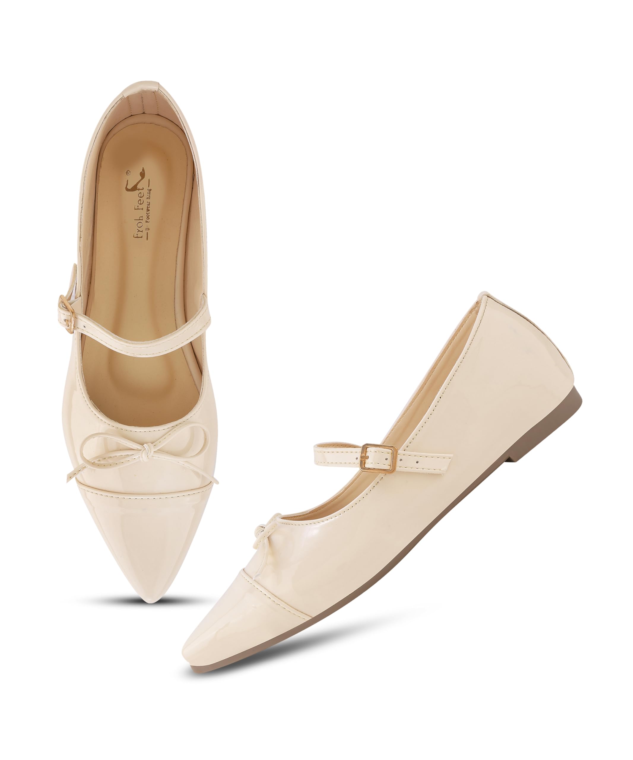Froh Feet Classic Glossy Patent Mary Jane Flats for Women Professional Pointed Toe Buckle Shoes for Formal Office Wear-picture-24