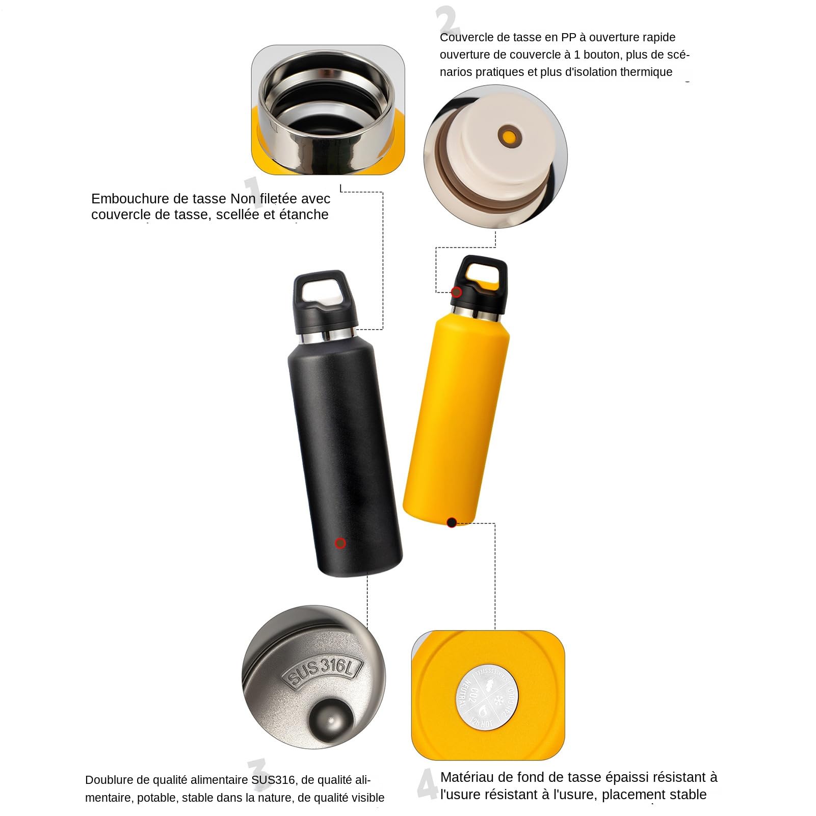 Isolierflaschen 600ml Edelstahl Isolierbecher | Sport Wasserflasche Kaffeetumbler Für Heiße Und Kalte Getränke Tee Kaffee Outdoor Reisen Radfahren Camping Sport Zuhause