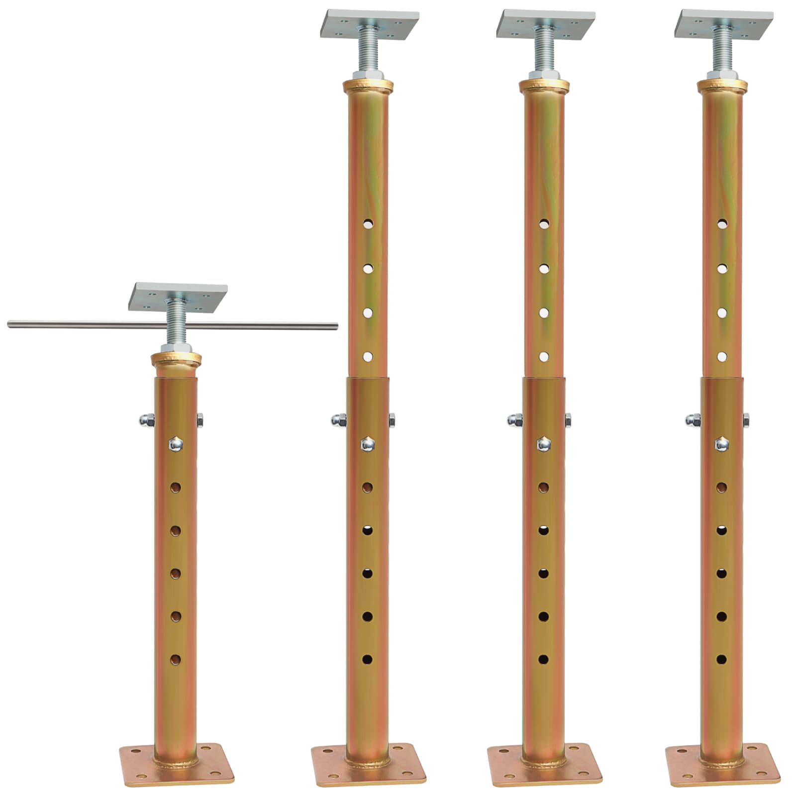 4 PCS Basement Floor Jack 19"- 36"(1'7"-3’), Adjustable Floor Joist Jack House Jack Post, 4400 lbs Height Capacity(Each), Telescoping Jacks for Temporary Support for Leveling, Galvanized