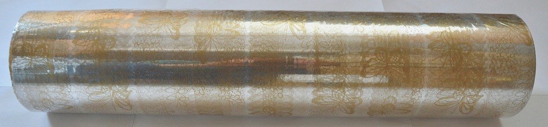 Windworks Rolle Zellophanfolie Geschenkfolie Folie transparent mit Goldenen Schmetterlingen 50cm breit 300 Meter