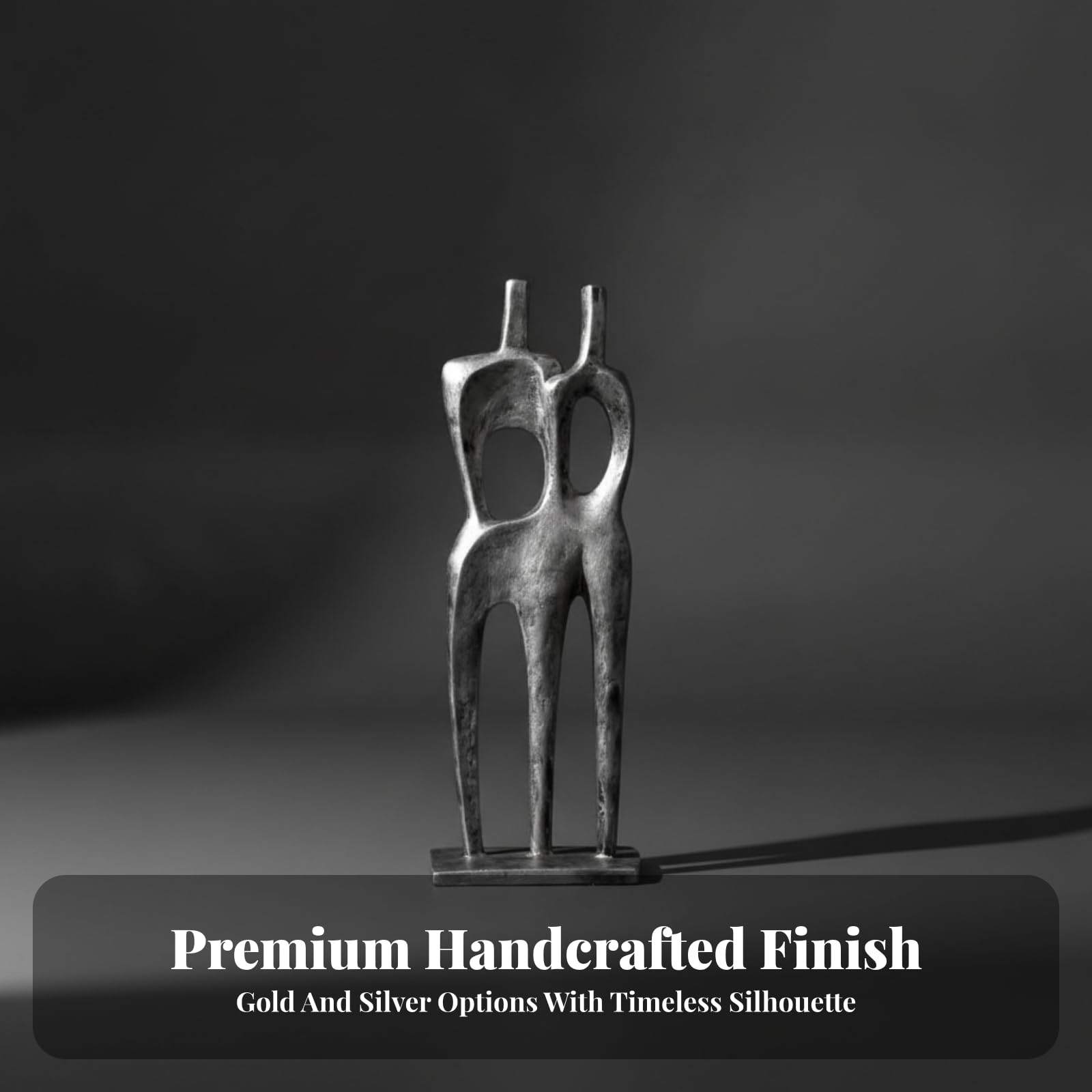 Escultura Figura Humana Abstracto | Silueta Alargada Elegante, Escultura con Base Rectangular, Estatua Resina Sintética, para Salón, Estantería, Plateado, 39CM