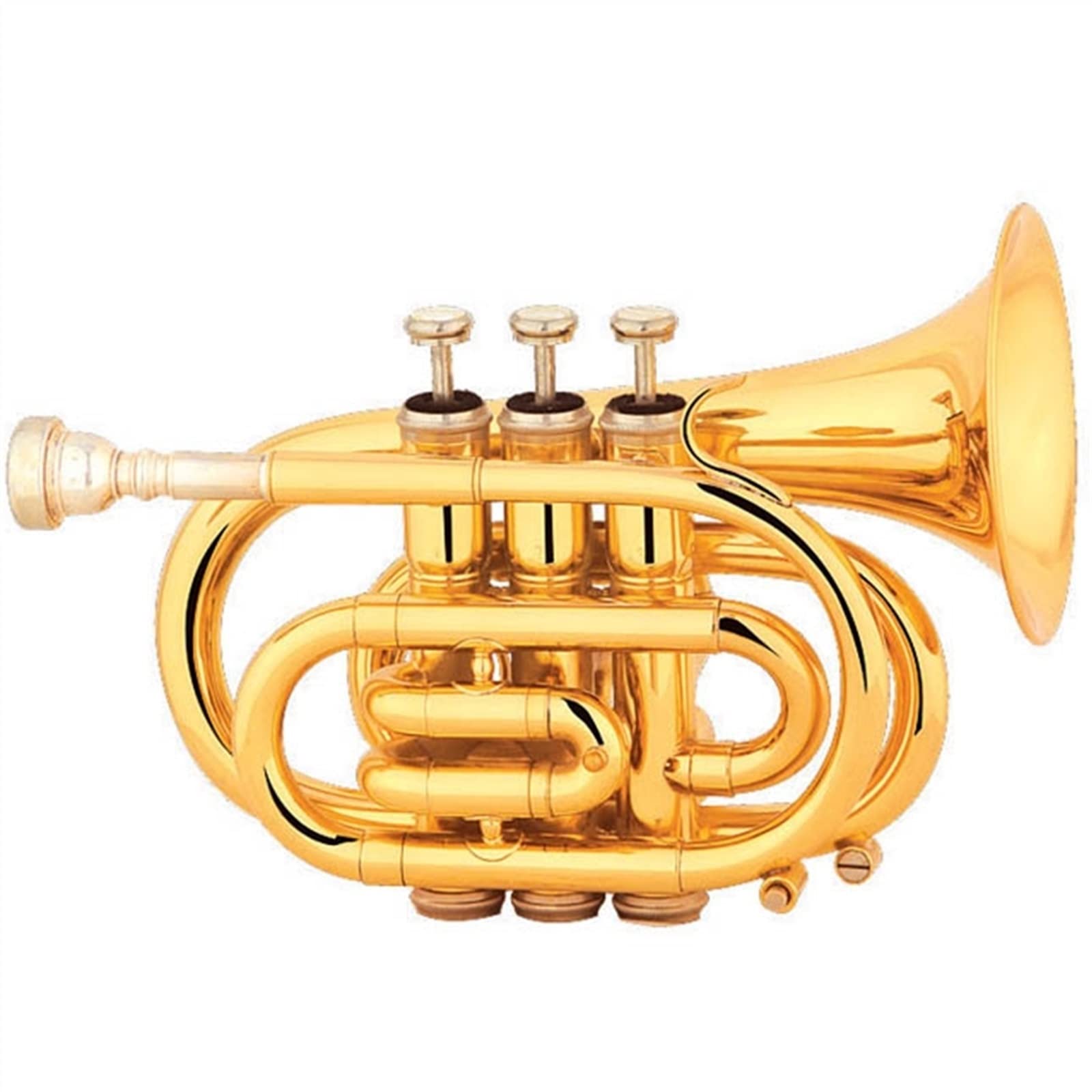 Trompete im Taschenformat Korpus Aus Goldlackiertem Messing Taschentrompete Bb-Ton Blechblasinstrument Für Anfänger Geeignet Taschentrompete