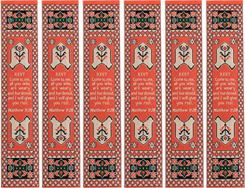 I Will Give You Rest, Bulk Pack Of 6 Woven Fabric Christian Bookmarks, Silky Soft Matthew 11:28 Flexible Bookmarker For Novels Books And Bibles, Traditional Turkish Woven Design, Memory Verse Gift #TOP30