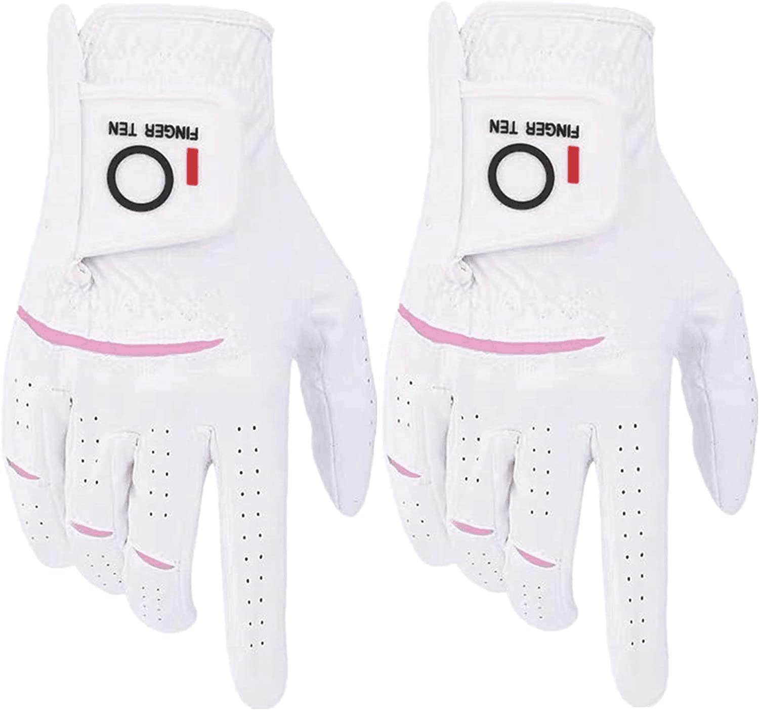 FINGER TEN Golf Gloves Ladies Right Hand All Weather Soft Rain Grip in Pair or 2 Pack