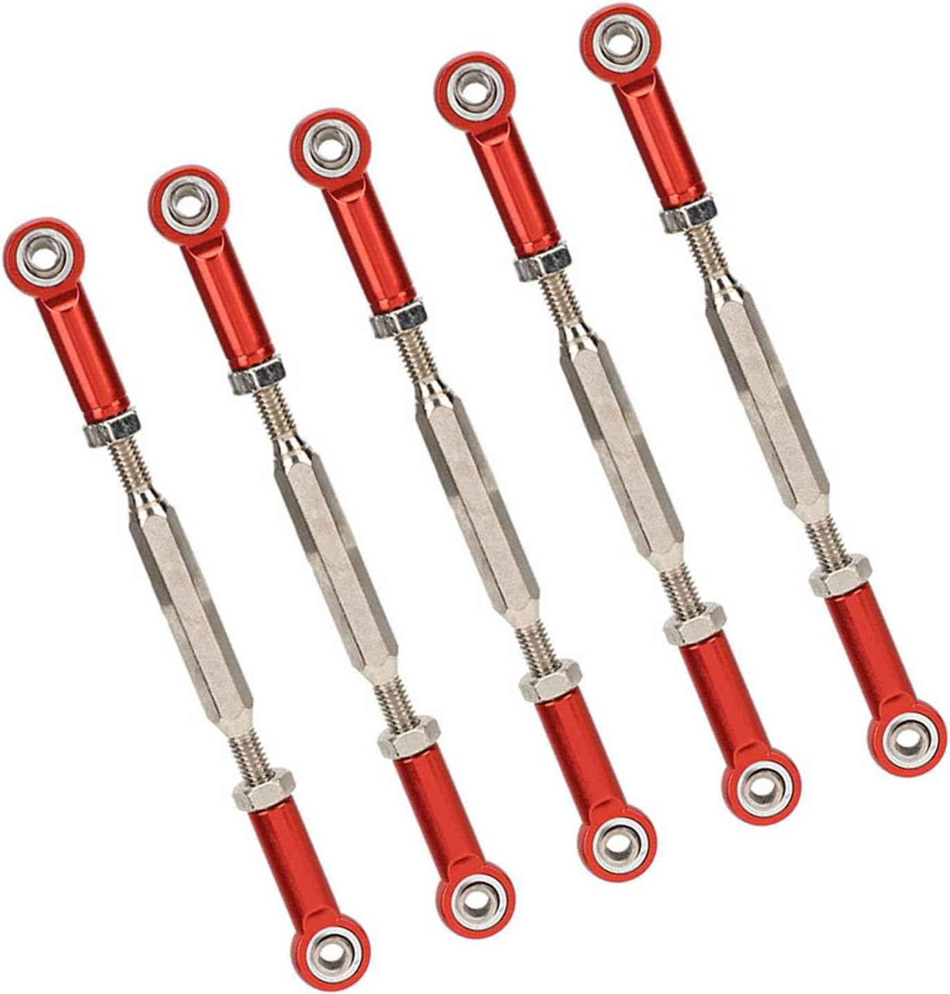 RC Car Push Rod, Adjustable Aluminum Alloy 6Pcs Set Turnbuckle Linkage 88mm Length for RC Enthusiasts Racers and 1/10 Scale Models